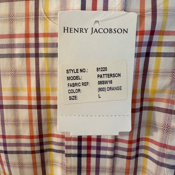 New Henry Jacobson Lg purple/rust/gold plaid cotton sport shirt - Picture 4 of 6